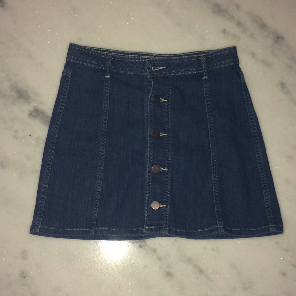 button up denim skirt